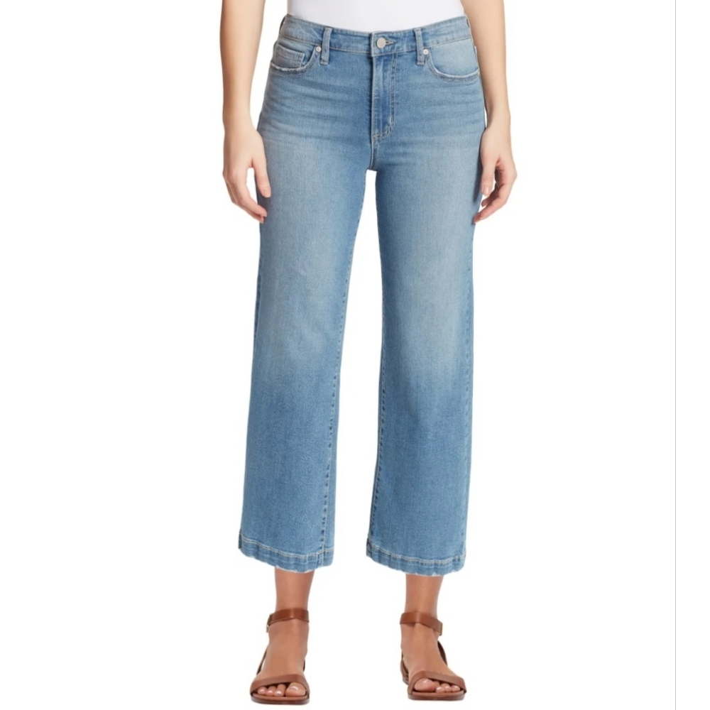 William Rast Wide Leg Midrise Cropped Button Fly Womens Jeans 30 (34x 27)